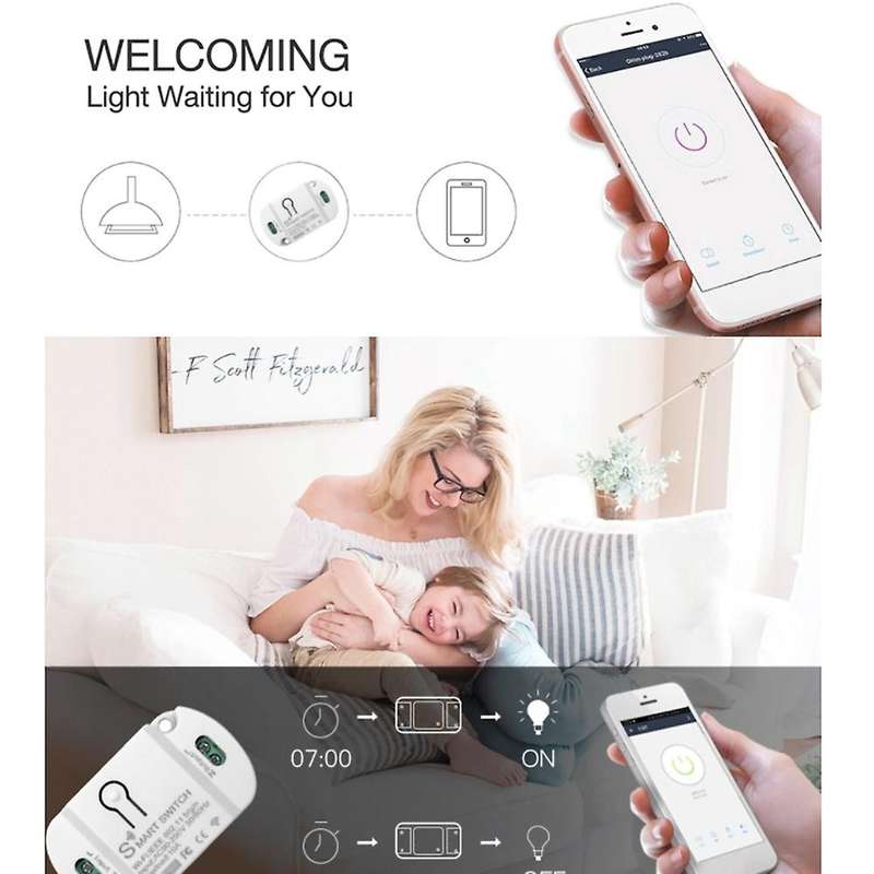 4 Pieces Tuya Wifi Smart Switch 10A Wireless Remote Timing Voice Control Switch Suitable for Tuya Sm