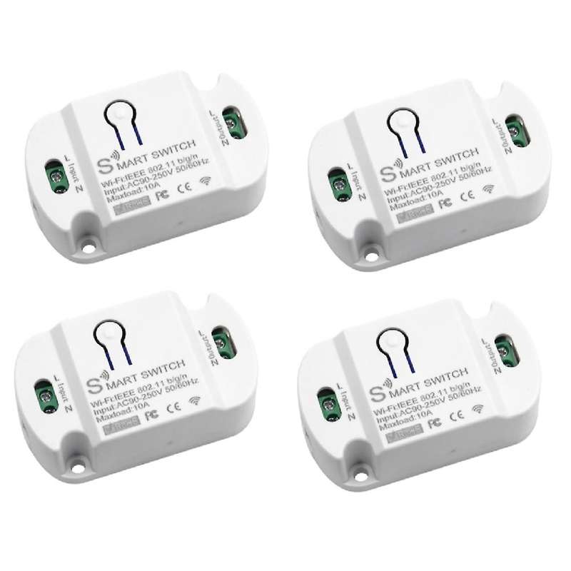 4 Pieces Tuya Wifi Smart Switch 10A Wireless Remote Timing Voice Control Switch Suitable for Tuya Sm