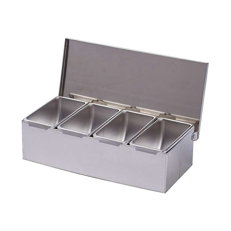 4 Section Seasoning Box Stainless Steel Ingredients Box Cheese Sauce Salt Sugar Box Spice Jar Bakin