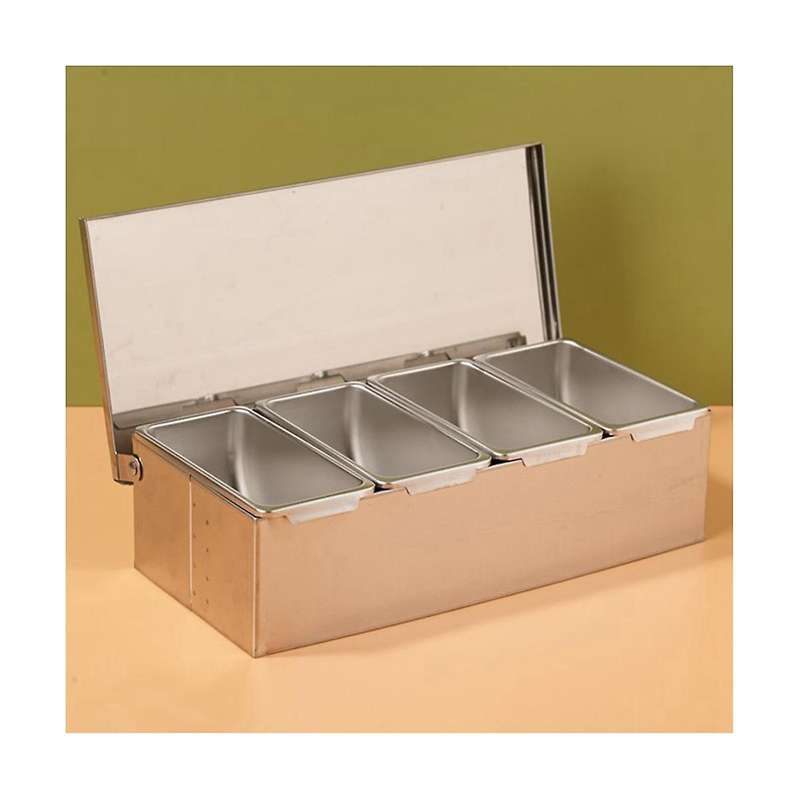 4 Section Seasoning Box Stainless Steel Ingredients Box Cheese Sauce Salt Sugar Box Spice Jar Bakin