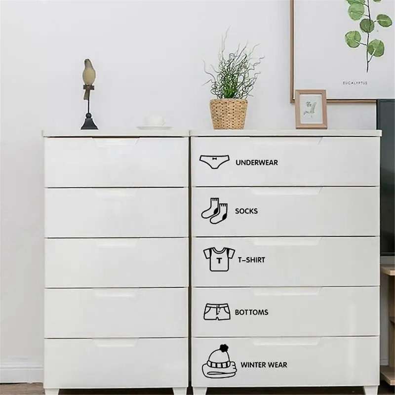 4 Set of Clothes Stickers Home Decor Wardrobe Sticker Decal Bedroom Art Sticker,Each Set Has 7 Piece