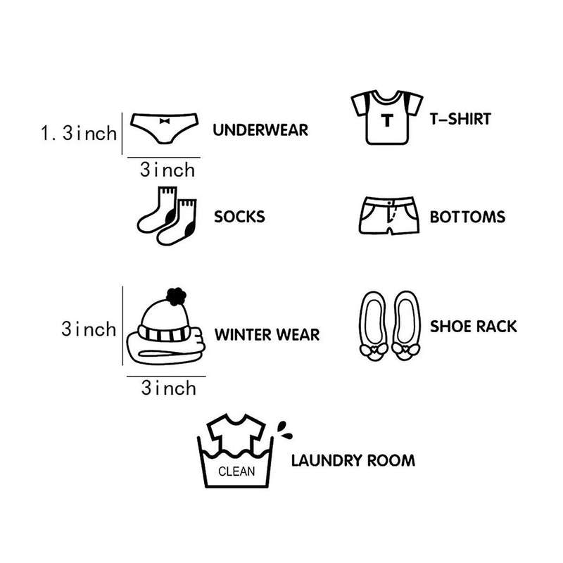 4 Set of Clothes Stickers Home Decor Wardrobe Sticker Decal Bedroom Art Sticker,Each Set Has 7 Piece