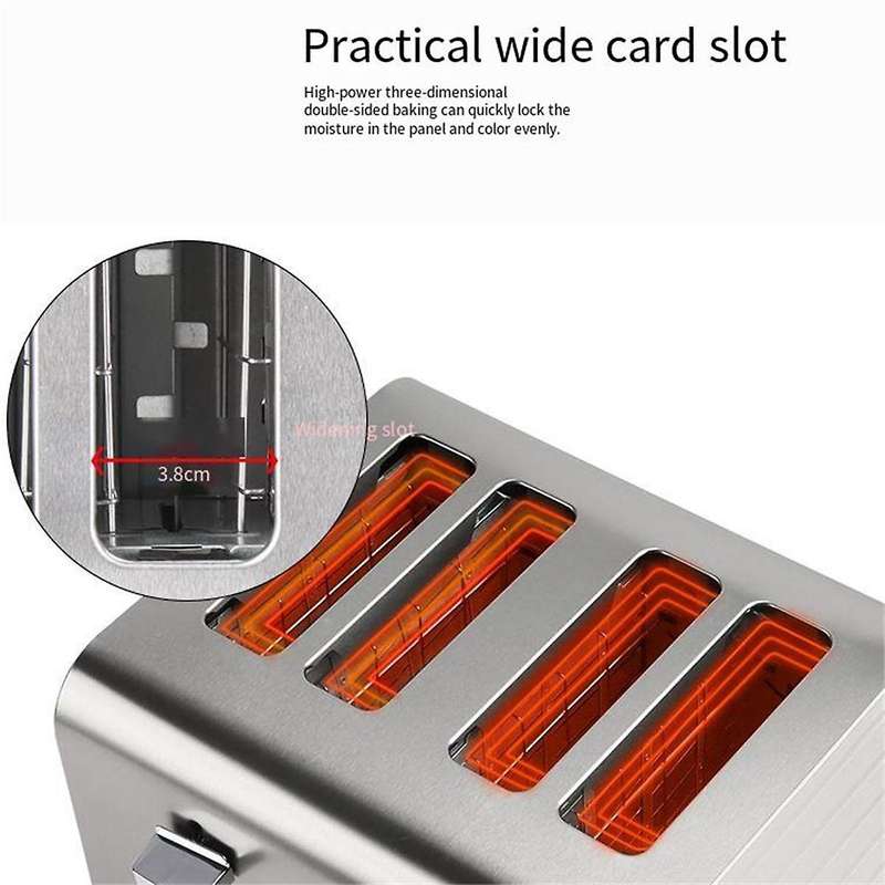 4 Slice Toaster with Auto Shut Off - Extra Wide Slots and Removable Drop-Down Crumb Tray with Cancel