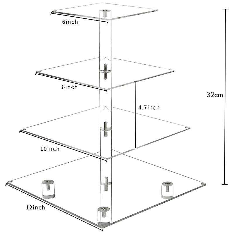 4 Tier Cupcake Stand Acrylic Cupcake Display Stand Dessert Serving Towers with LED Light for Wedding