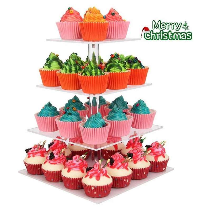 4 Tier Acrylic Cupcake Stand,square Cupcake Display Stand for Birthday, Baby Shower, Tea Party and W