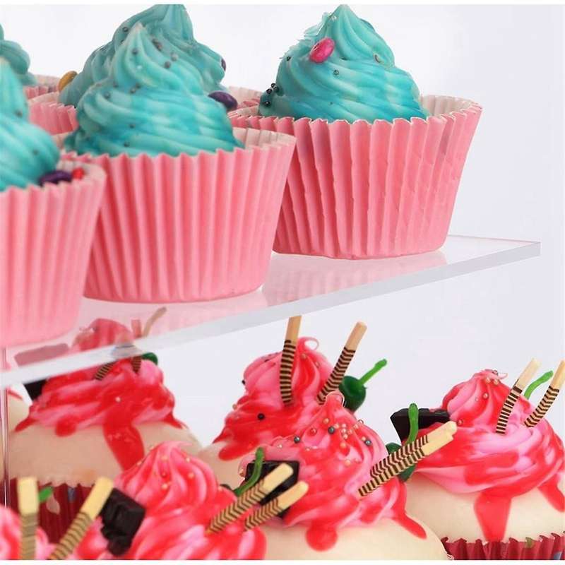4 Tier Acrylic Cupcake Stand,square Cupcake Display Stand for Birthday, Baby Shower, Tea Party and W