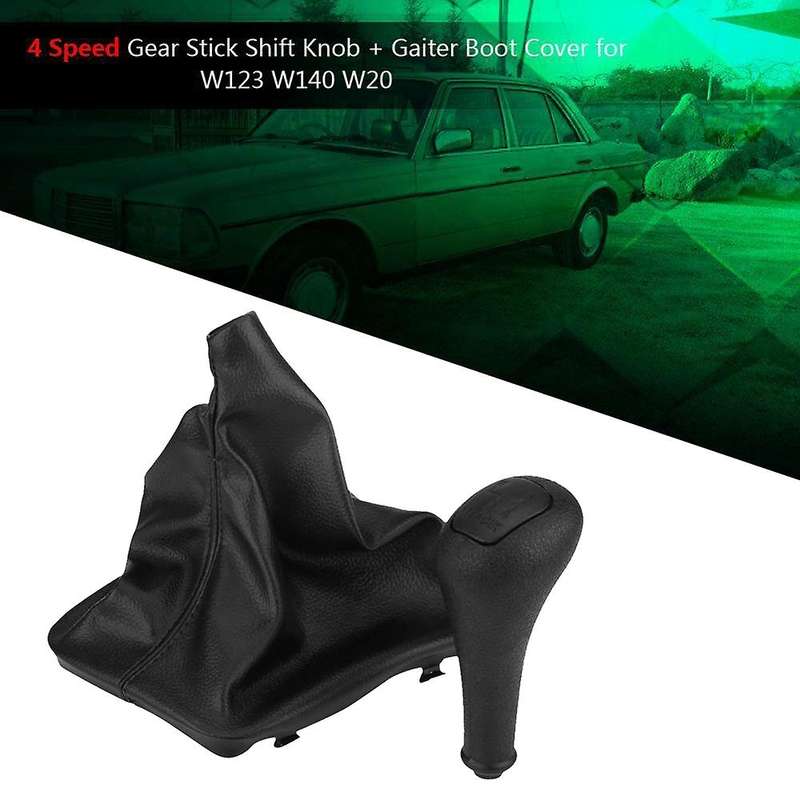 4 Speed Car Gear Shift Knob Shifter Lever & Leather Boot Cover for W123 W140 W202