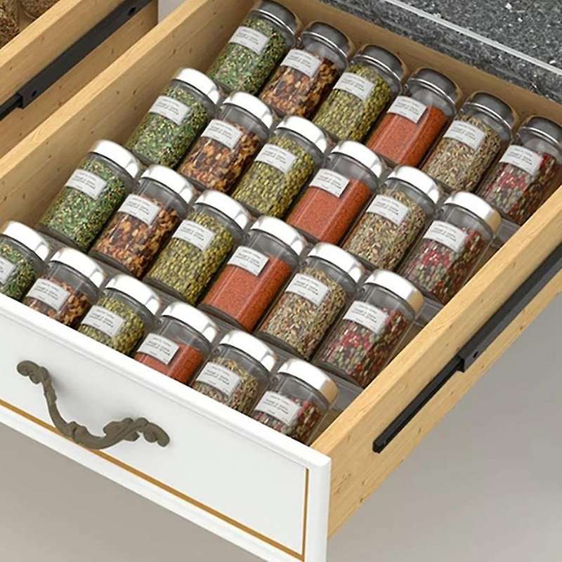 4 Tier Spice Drawer Organizer Seasoning Bottle Storage Rack Under Desk Drawer Hidden Kitchen Supplie