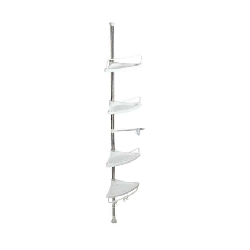 4 Tier Shower Organizer Shelf Corner Bathroom Organizer Shower Corner Stand Floor to Ceiling Tensio