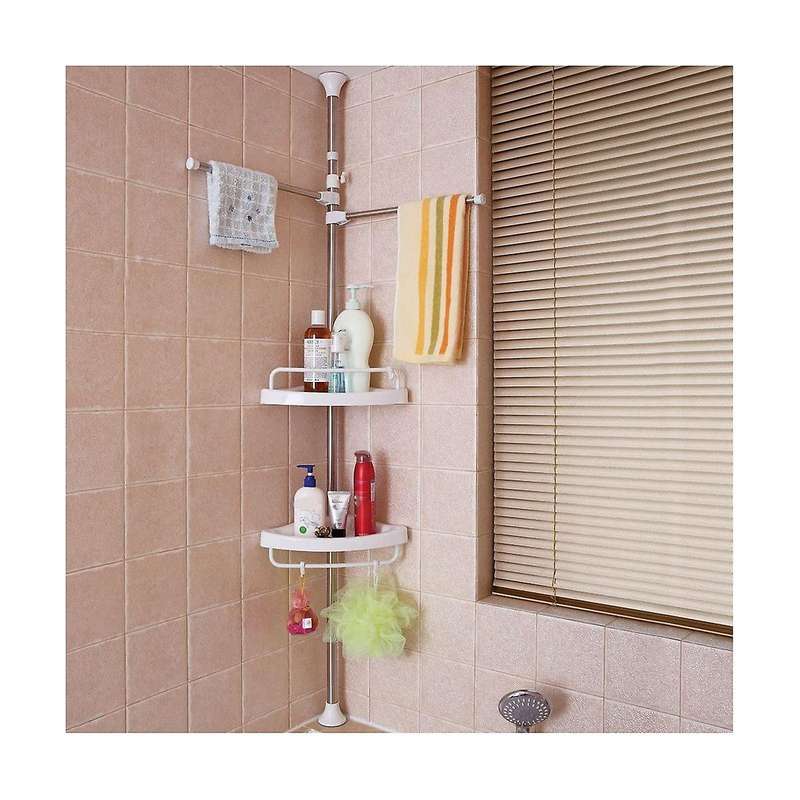 4 Tier Shower Organizer Shelf Corner Bathroom Organizer Shower Corner Stand Floor to Ceiling Tensio