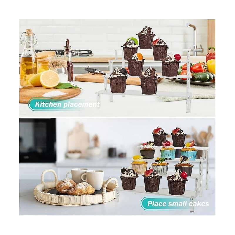 4 Tier Acrylic Display Stand Clear Display Riser Rack Cupcake Stand Desktop Decor and Organizer