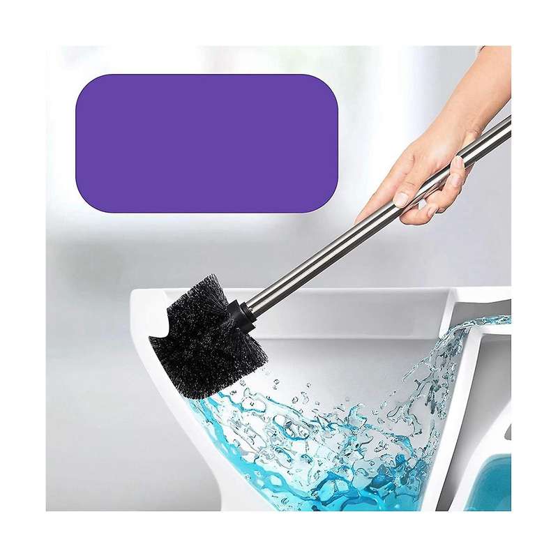 4 Toilet Brushes, Stainless Steel Handle with Interchangeable Head, Black