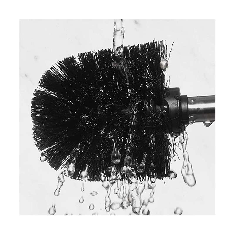 4 Toilet Brushes, Stainless Steel Handle with Interchangeable Head, Black