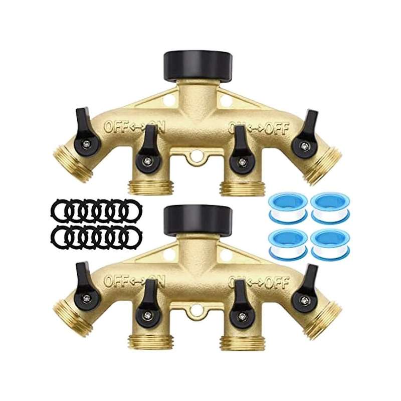 4 Way Hose Splitter Heavy Duty Brass Garden Hose Splitter for 3/4In Hose Connector Brass Garden Hos