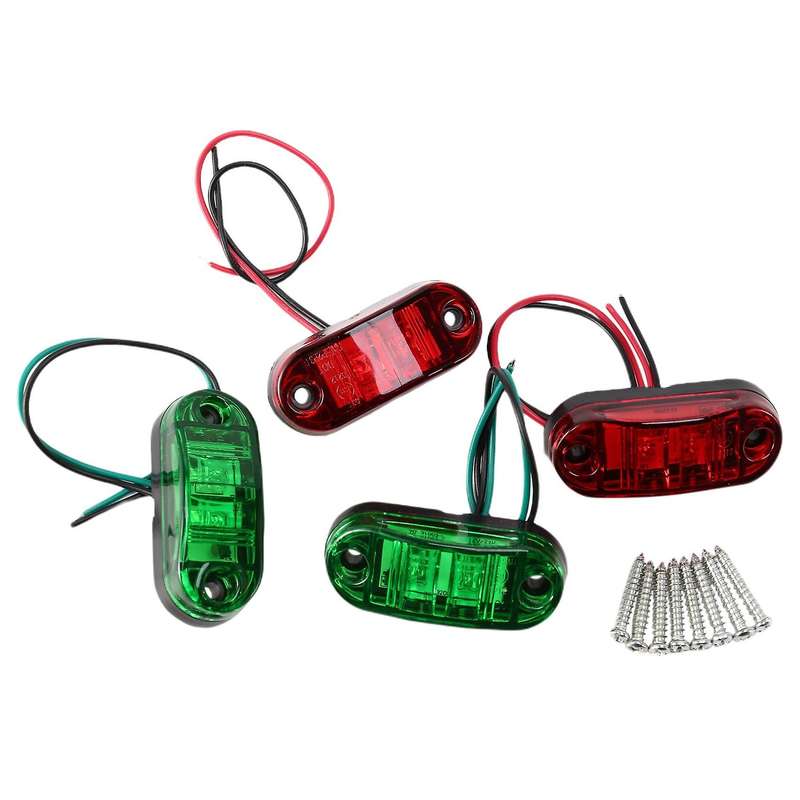 4 x 2 LED Red/Green Marine Boat Navigation Lights 10-30V Boats Running Light Truck Van Side Light