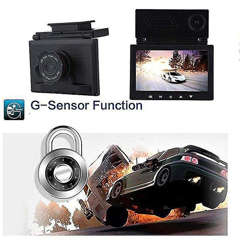4.3 Inch 1080P HD Automatic Vehicle Recorder Dash Cam Dashcam Dual Lens Rear View Camera 170 Degree