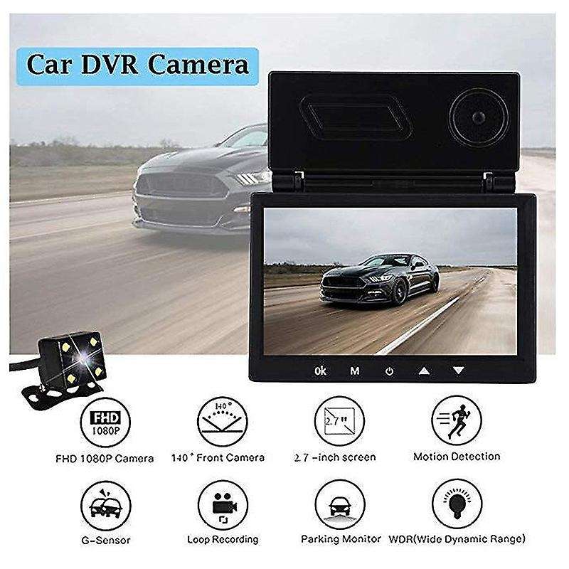 4.3 Inch 1080P HD Automatic Vehicle Recorder Dash Cam Dashcam Dual Lens Rear View Camera 170 Degree