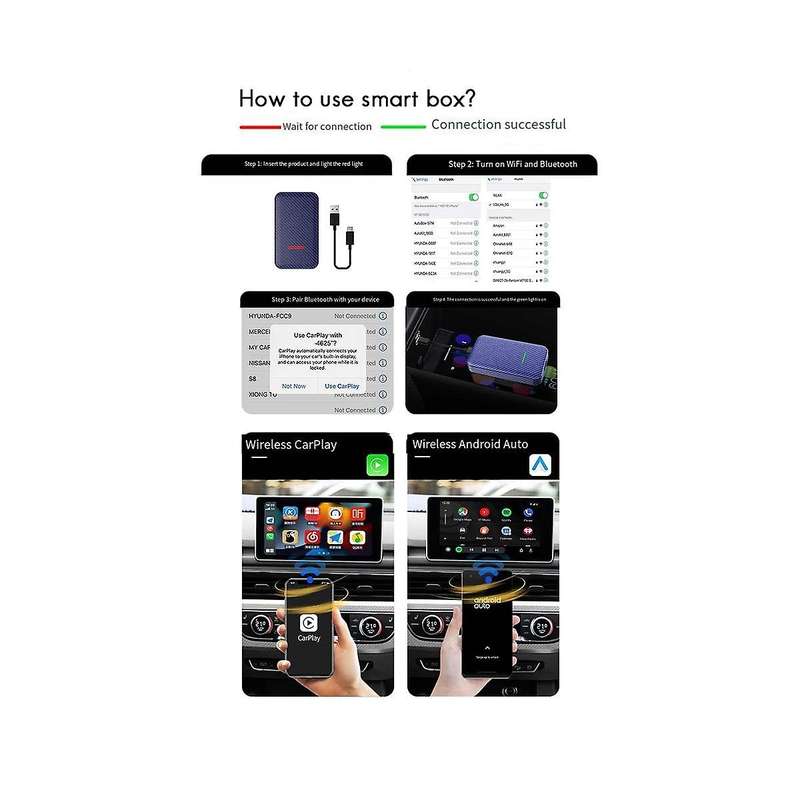 4.0 Wireless Android Auto CarPlay Adapter for CarPlay Dongle Compatible with Wired CarPlay USB Plu