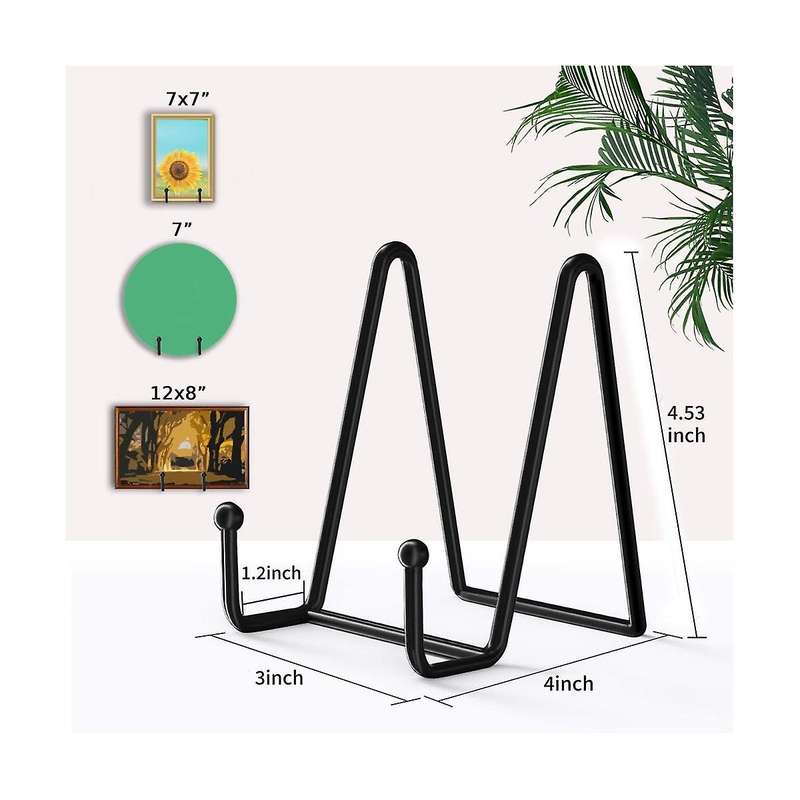 4.3 Inch 5 Pack Black Metal Plate Stand Plate Holder for Picture, Decorative Plate, Book