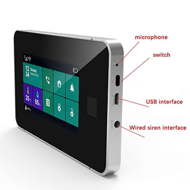 4.3 Inch Full Touch Smart Home Alarm S0S Temperature Humidity Alarm Wifi Alarm System