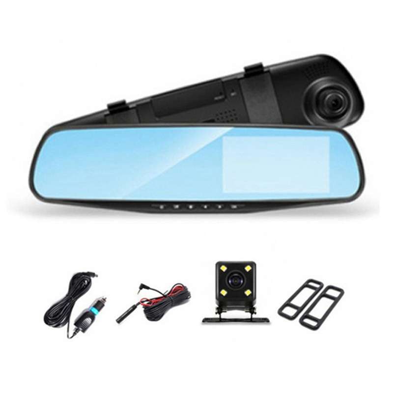 4.3 Inch Car DVR Rearview Mirror Driving Video Recorder Lens Dash Camera 1080P IPS Front and Rear C