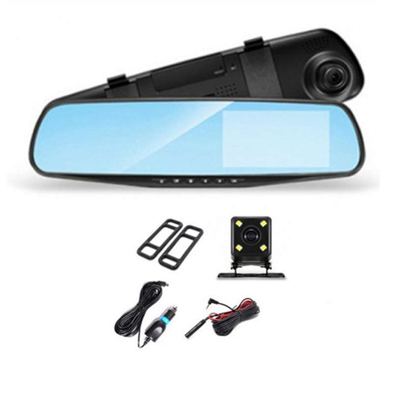 4.3 Inch Car DVR Rearview Mirror Driving Video Recorder Lens Dash Camera 1080P IPS Front and Rear C