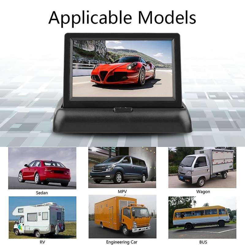 4.3Inch Car Auto Foldable Monitor LCD Screen Dash Car Rear View Input Universal for Truck 2 RCA Vide