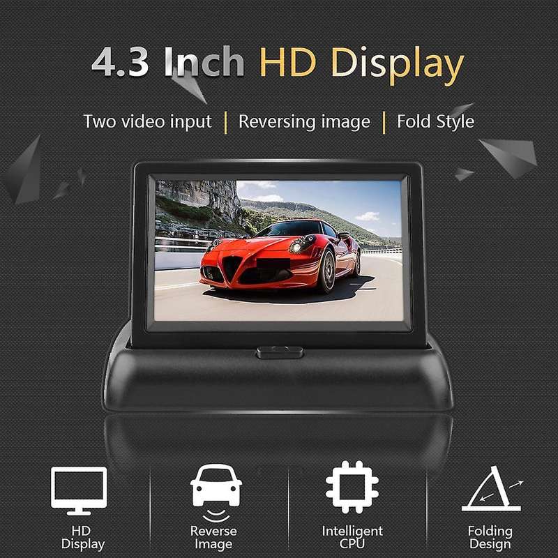 4.3Inch Car Auto Foldable Monitor LCD Screen Dash Car Rear View Input Universal for Truck 2 RCA Vide