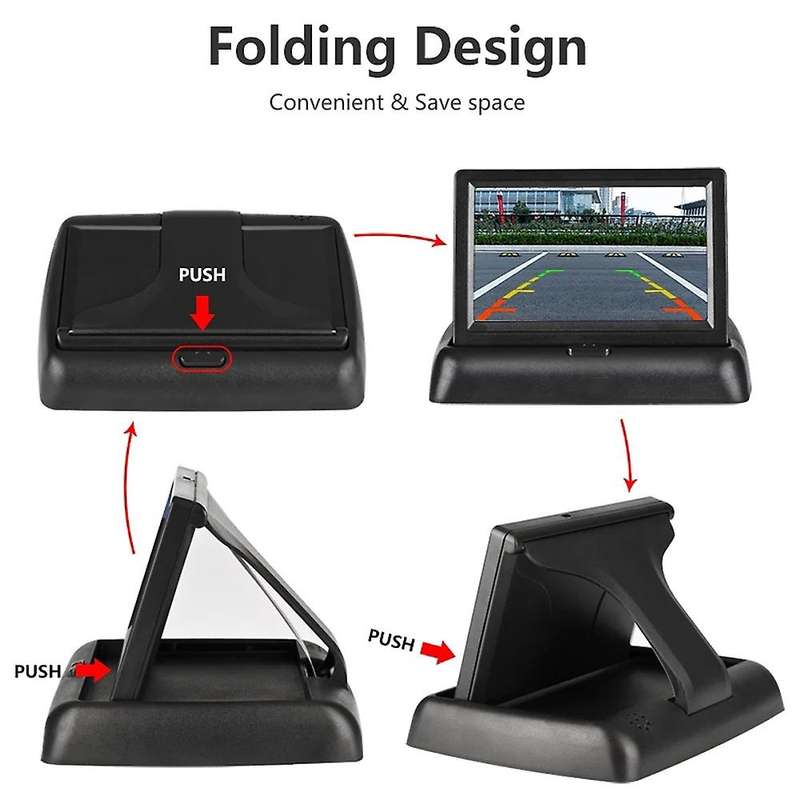 4.3Inch Car Auto Foldable Monitor LCD Screen Dash Car Rear View Input Universal for Truck 2 RCA Vide
