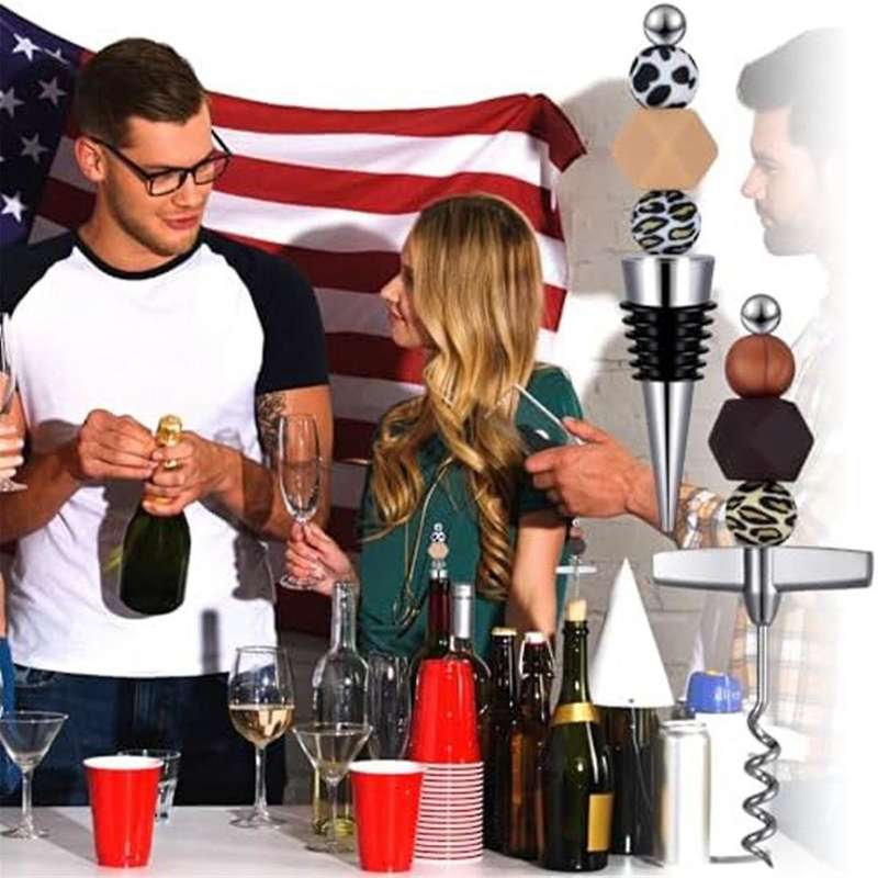 40 Pcs Beadable Wine Stoppers with Travel Corkscrew Set Decorative Beaded Wine Bottle Stopper for Ki