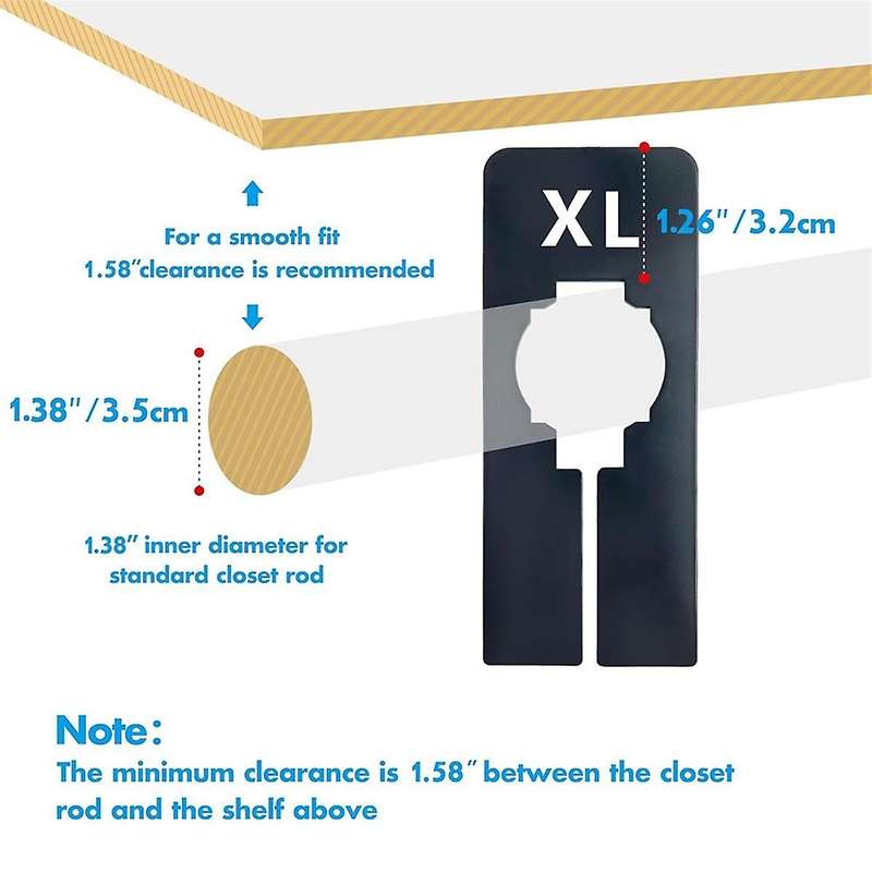 40 Pack Rectangular White Plastic Clothing Size Closet Rack Dividers Hangers, Preprinted in 8 Sizes,