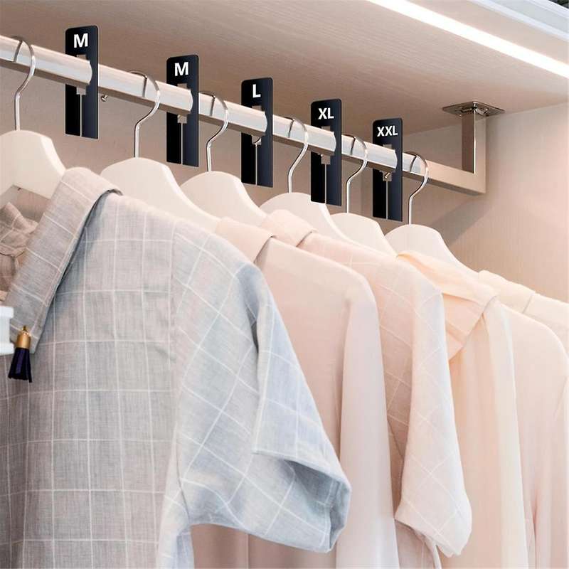 40 Pack Rectangular White Plastic Clothing Size Closet Rack Dividers Hangers, Preprinted in 8 Sizes,