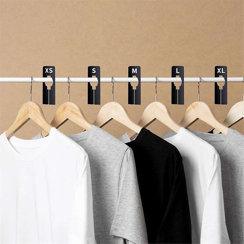 40 Pack Rectangular White Plastic Clothing Size Closet Rack Dividers Hangers, Preprinted in 8 Sizes,
