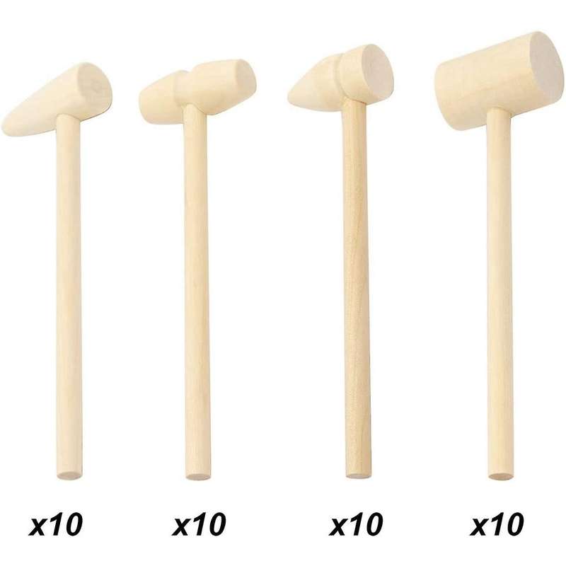 40 Pcs Mini Wooden Hammers Wood Crab Seafood Crab Lobster Mallets Wood Mallet Pounding Toy Small She