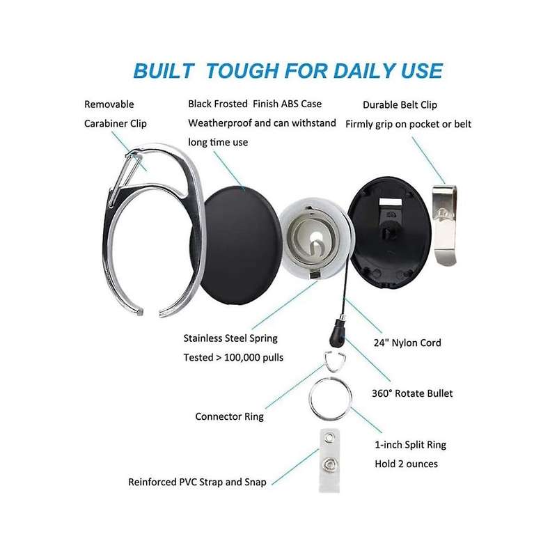 40 Pcs Retractable Id Badge Reel with Belt Clip and Key Ring, Heavy Duty Badge Holder for Doctors Nu