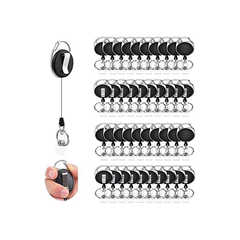 40 Pcs Retractable Id Badge Reel with Belt Clip and Key Ring, Heavy Duty Badge Holder for Doctors Nu