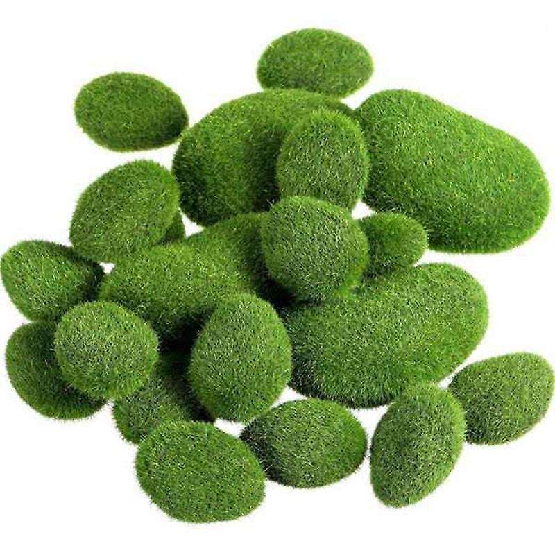 40 Pieces 2 Sizes Artificial Moss Rocks Decorative Faux Green Moss Covered
