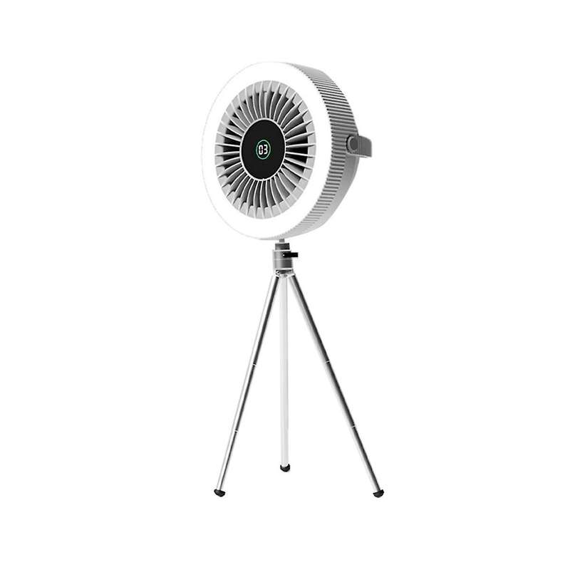 4000mah Camping Tripod Fan Light Usb Rechargeable Mini Fan Multi-function Digital Display Portable