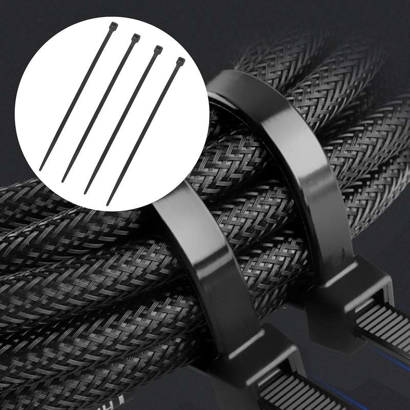 400 Pcs Black Cable Ties Plastic Nylon Zip Ties Self Locking Tie Wraps 2.5X100mm 2.5X200mm,3.6X300m