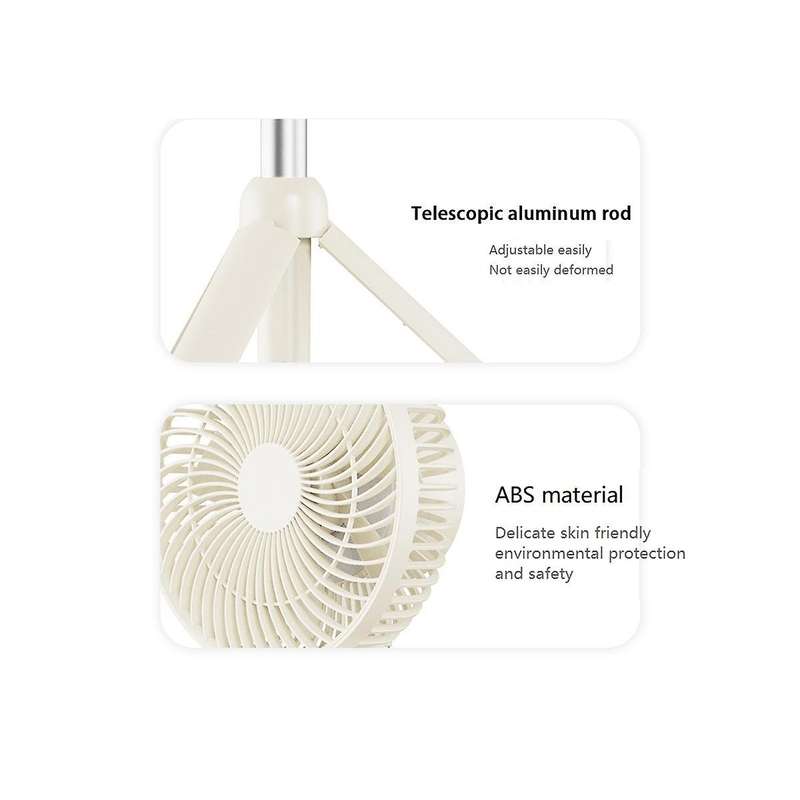 4000mah Outdoor Telescopic Fan Tripod Camping Ceiling Fan Household Desktop Shaking Head Fan Mini F