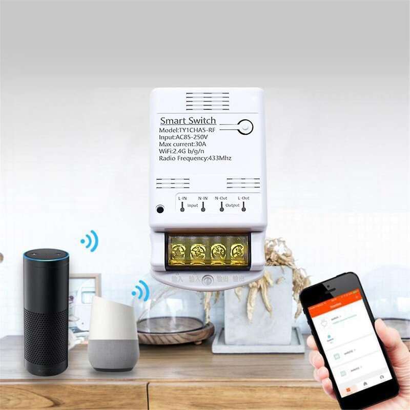 4000W 30A Wifi Switch Relay Tuya Smartlife APP 433mhz RF Receiver Module AC 85-250V 220V Home Autom