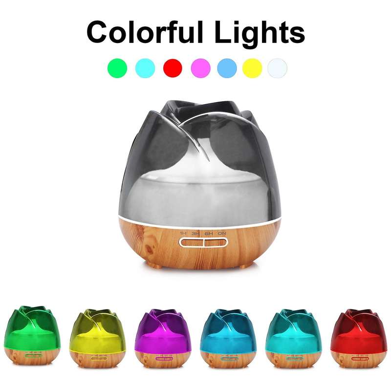 400ML Electric Air Humidifier Essential Aroma Oil Diffuser Ultrasonic Rose Humidifier Mist Maker LED
