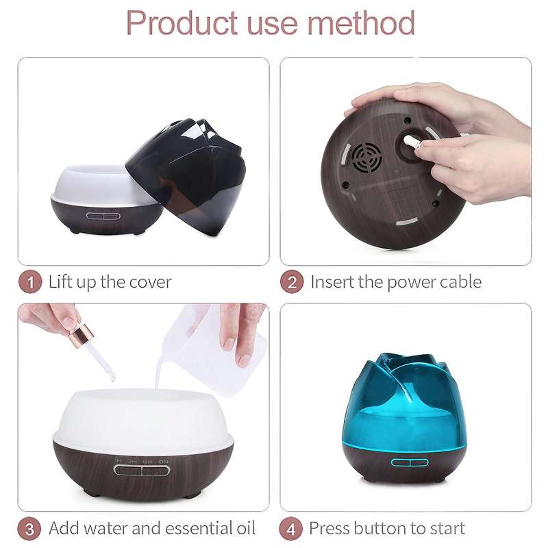 400ML Electric Air Humidifier Essential Aroma Oil Diffuser Ultrasonic Rose Humidifier Mist Maker LED