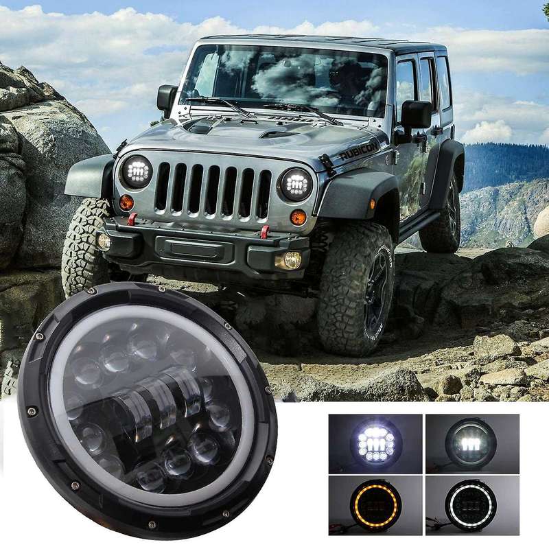 400W 40000LM 7Inch LED Headlight Hi/Lo Beam DRL for Wrangler JK TJ LJ 1997-2019 H4 with H13 Connecti