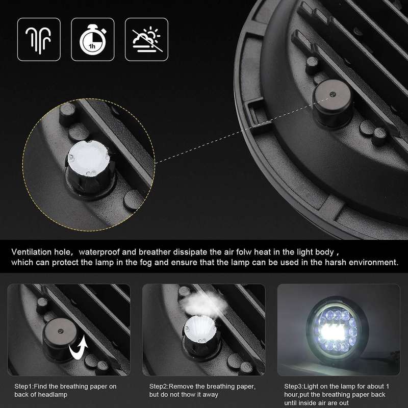 400W 40000LM 7Inch LED Headlight Hi/Lo Beam DRL for Wrangler JK TJ LJ 1997-2019 H4 with H13 Connecti