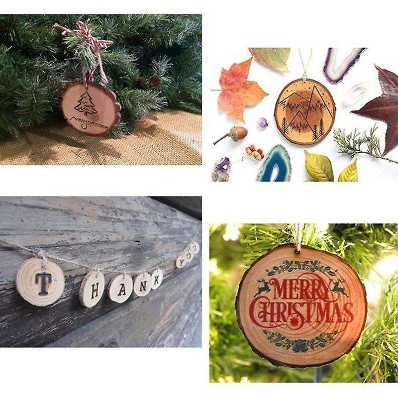 40pcs 3-4cm Unfinished Natural Round Wood Slices Circles with Tree Log Discs for Home Party Decorat