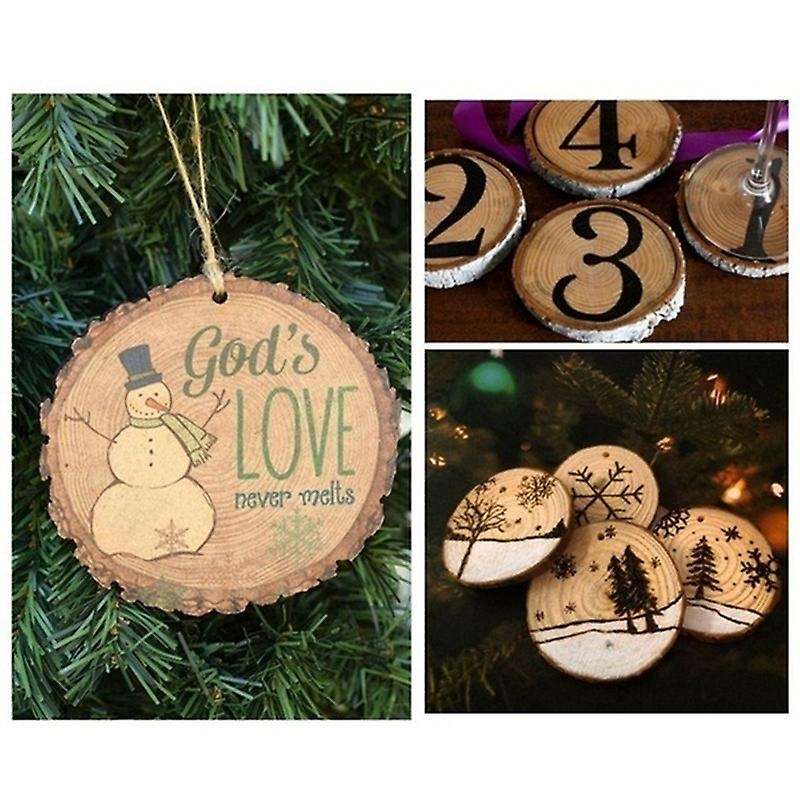 40pcs 3-4cm Unfinished Natural Round Wood Slices Circles with Tree Log Discs for Home Party Decorat