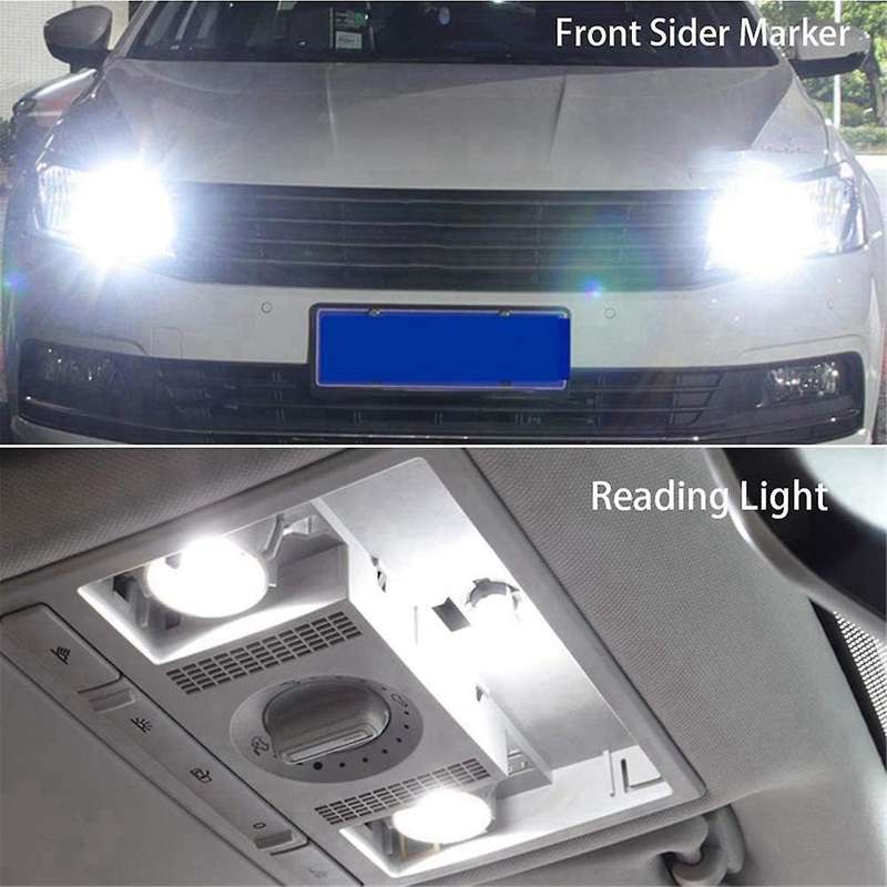 40Pcs 6000K Canbus T10 168 194 W5W Dome License Side Marker LED Light Bulb White
