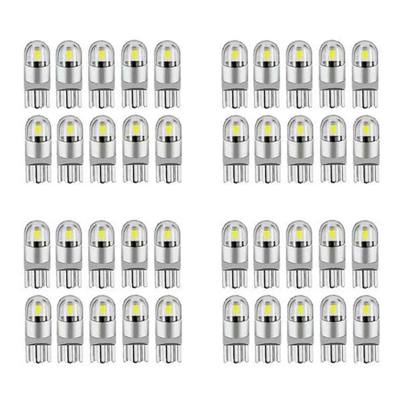 40Pcs 6000K Canbus T10 168 194 W5W Dome License Side Marker LED Light Bulb White