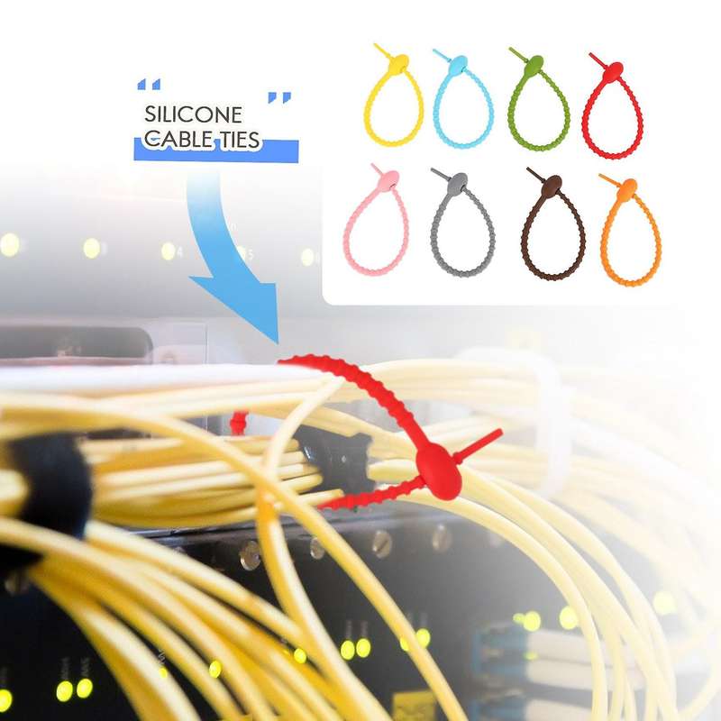 40pcs Colorful Silicone Ties Bag ,cable Straps, Bread Tie, Reusable Rubber Twist Tie, All-purpose S